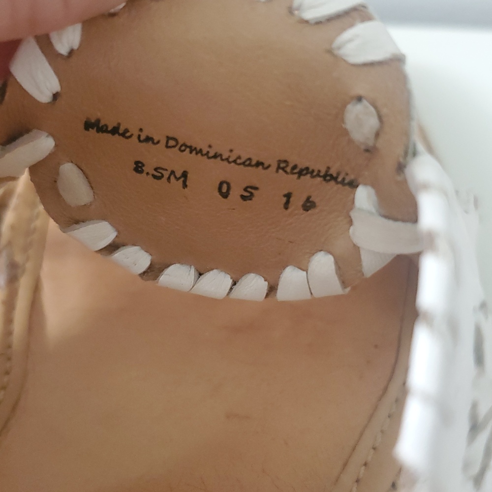 Jack Rogers Shelby Whipstitch White Leather Wedge Sandals with Espadrille 8.5 - Picture 6 of 14